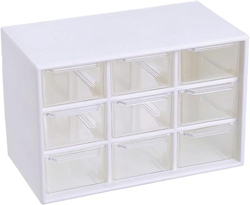 Miniatura 8 de JIAFUJIN Mini Desktop Drawer Box 9 Compartments Plastic Desk Organizer Office Supplies and Jewelry Storage Box for Office, School, Cosmetic,