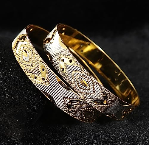 Image of NMII Brass Gold Plated Bangles Set For Women's & Girls (Pack of 2)