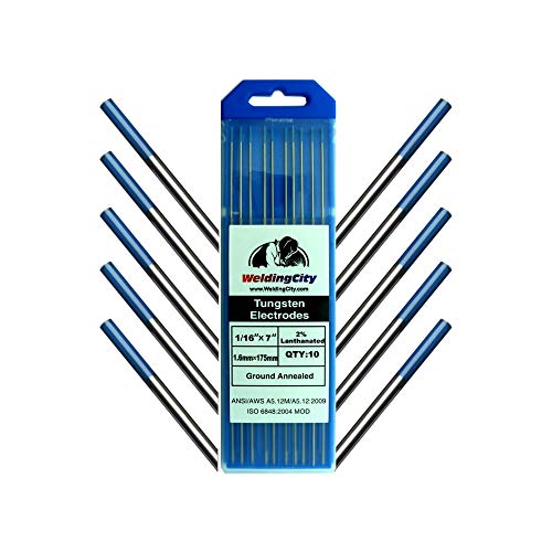 WeldingCity 10-pk Premium TIG Welding Tungsten Electrode 2.0% Lanthanated (Blue EWLa20)1/16 x 7
