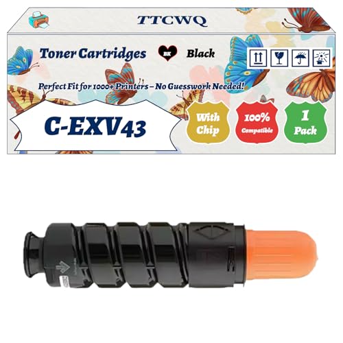 Compatible for Canon C-EXV43 Toner Cartridges Work for Canon iR ADVANCE 400i 500i iR400i iR500i Printers, with Chip, High Yield 25200 Pages, High-Definition Printing (1 Pack Black)