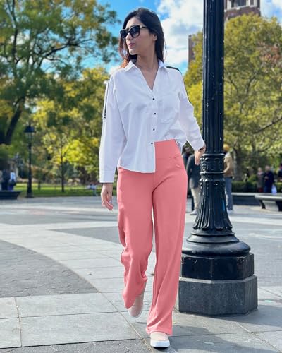 Image of Promover Wide Leg Pants Woman Yoga Pants with Pockets Stretch Loose Casual Lounge Sweatpants Petite /Regular /Tall