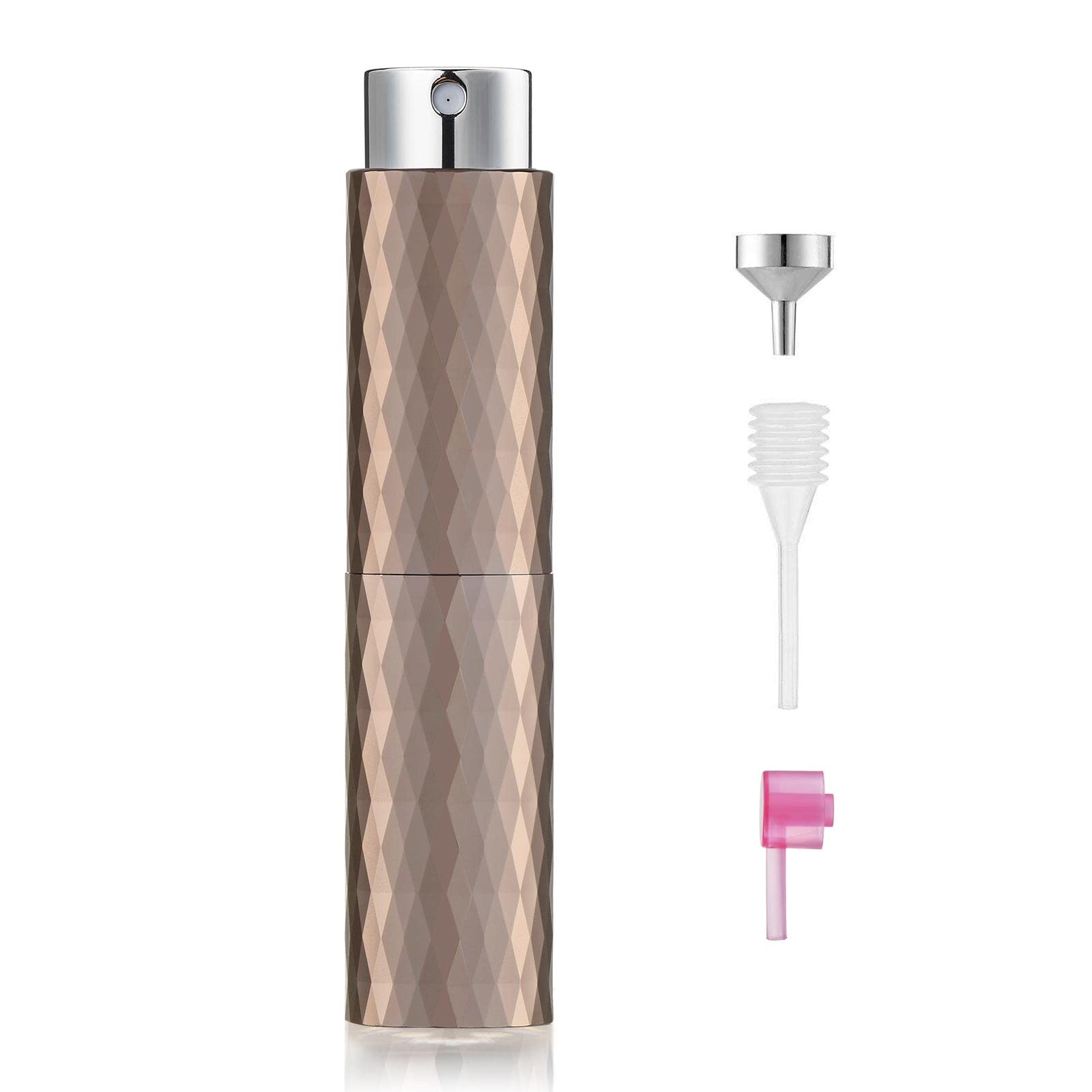 Toureal 8ml Atomizer Perfume Spray Bottle for Travel, Empty Refillable Cologne Dispenser, Portable Sprayer (Brown)