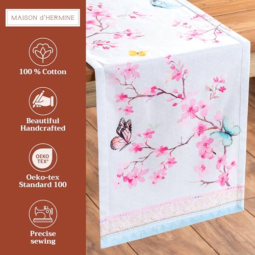 Maison-dHermine-Table-Runner-100-Cotton-Single-Layer-Easter-Table-Runners-72-inches-Long-Home-Kitchen-Dining-Party-Easter-Decorations-Spring-Summer-Blossoms-in-Spring-1450-x-72 Maison dHermine Table Runner 100 Cotton Single Layer Easter Table Runners 72 inches Long Home Kitchen Dining Party Easter Decorations Spring Summer Blossoms in Spring 1450 x 72