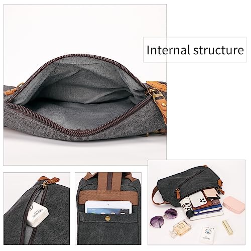 KL928 Canvas Sling Bag Crossbody Bags Small Backpack Pack Travel Purse Convertible Purses for Women Men3