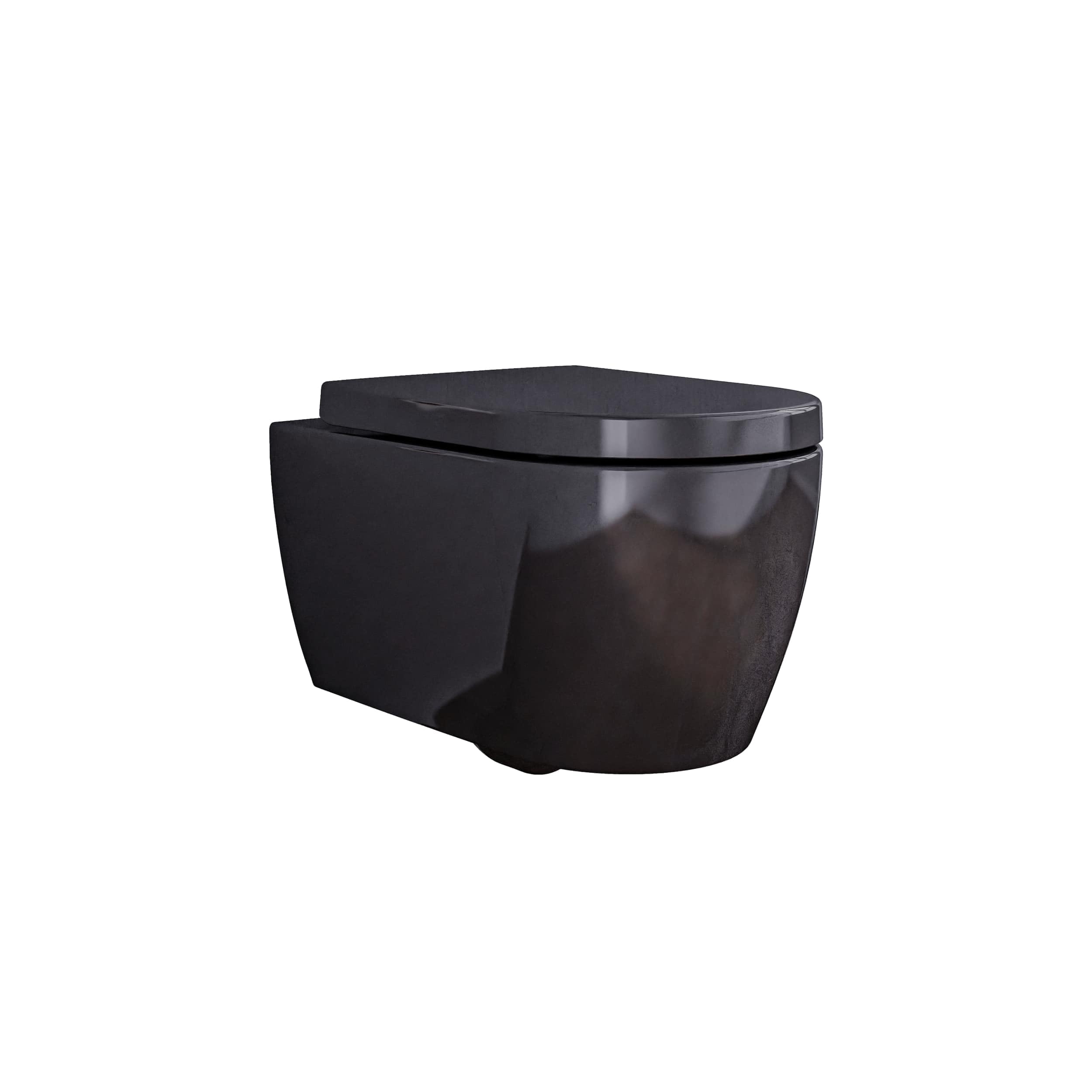 Inodoro suspendido sin borde NT2039 negro con tapa SoftClose (mecanismo de cierre suave), inodoro de cerámica sanitaria con asiento extraíble, inodoro lavabo - inodoro suspendido con tapa estándar