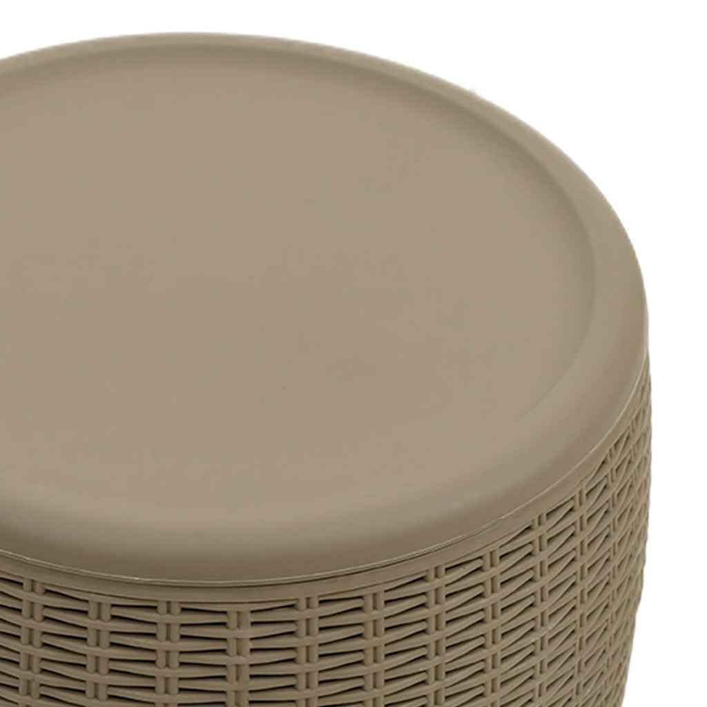 Cassapanca da giardino 4 in 1, marrone chiaro, in polipropilene con effetto rattan, 42,5 x 42,5 x 44 cm, capacità 37 litri, resistente alle intemperie e ai raggi UV, come contenitore