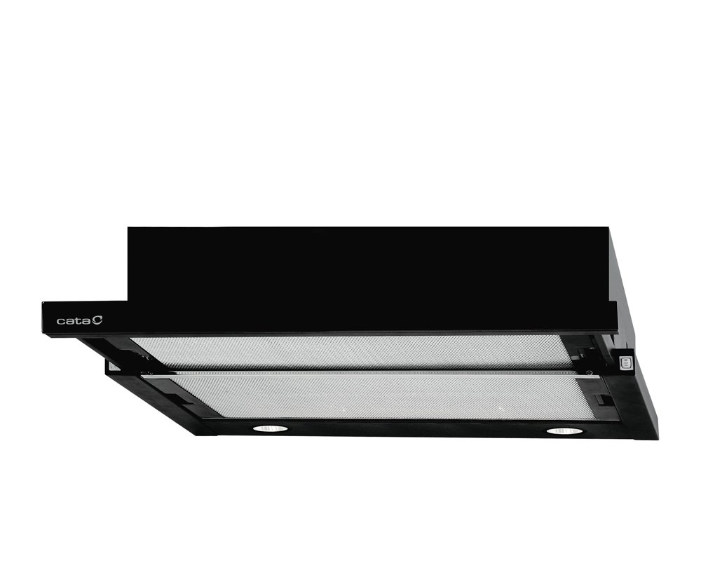 Cata | Campana extractora telescópica | Modelo: TF 2003 GBK | campana de cocina con 2 niveles de extracción | Panel de control mecánico | Acabado en cristal negro | Clase de eficiencia energética: