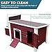 Petsfit Chicken Coop with Nesting Box, Outdoor Hen House with Removable Bottom for Easy Cleaning, Weatherproof Poultry Cage, Rabbit Hutch, Wood Duck House Red