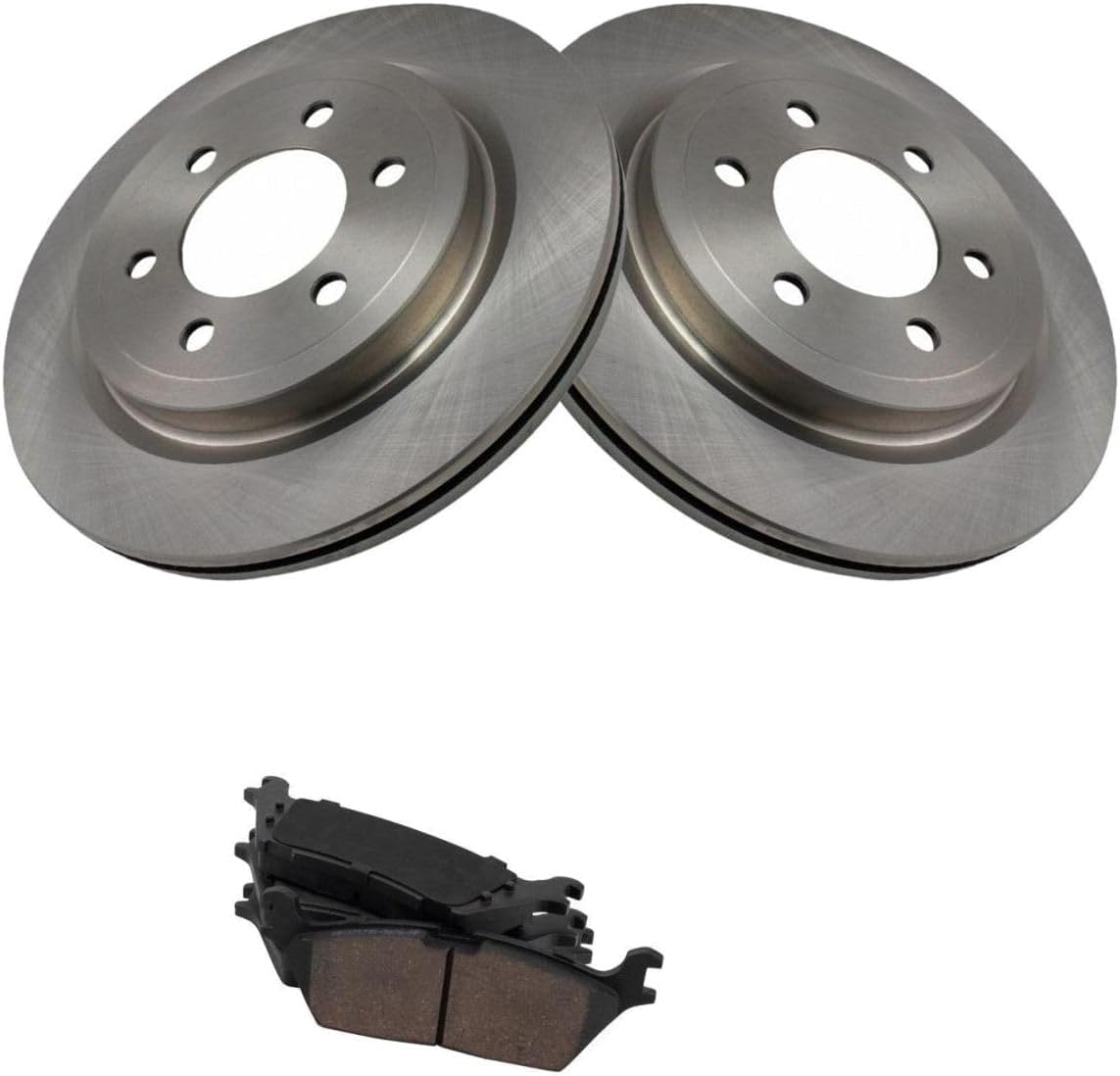 Rear Ceramic Brake Pad & Rotor Kit w/Fluids 6 Lug-Wheel Lug Count for Ford for Expedition 3.5L 18-19 for F150 2.7L/3.0L/3.3L/3.5L/5.0L 18-19,for Lincoln for Navigator 3.5L 18-19