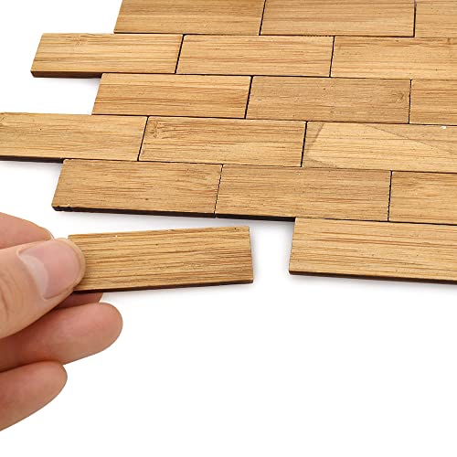 iLAND Accesorios para casa de muñecas, suelo de bambú geométrico, apto para muebles de casa de muñecas a escala 1/12 (rectangular, 96 unidades)