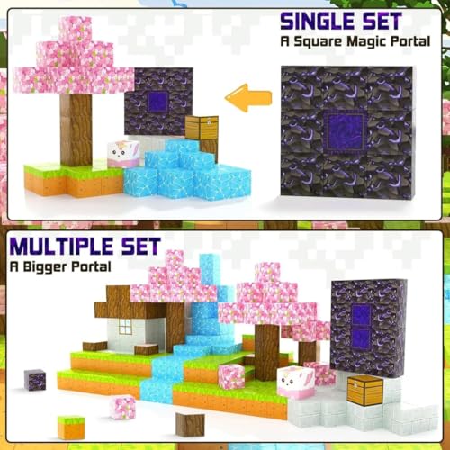 Image of 54pcs Magnetic Building Blocks for Kids - STEM Construction Toy Set for Boys & Girls Ages 3+ Mine-Themed Sensory Magnetic Cubes - Educational Gifts for Kids