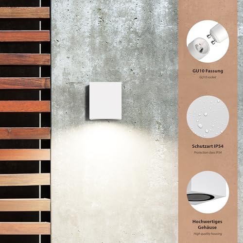 ledscom.de 2 x Wall Light ALSE for Outdoors, IP54, Downlight, White matt, Angular, 1x GU10 max. 35W - Image 3
