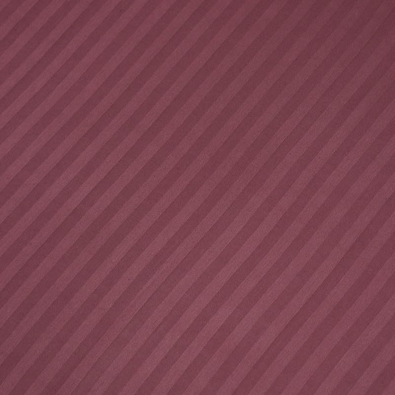 Image of Strip Glace Cotton Single Bedsheet with One Pillow Cover (Wine, Single)