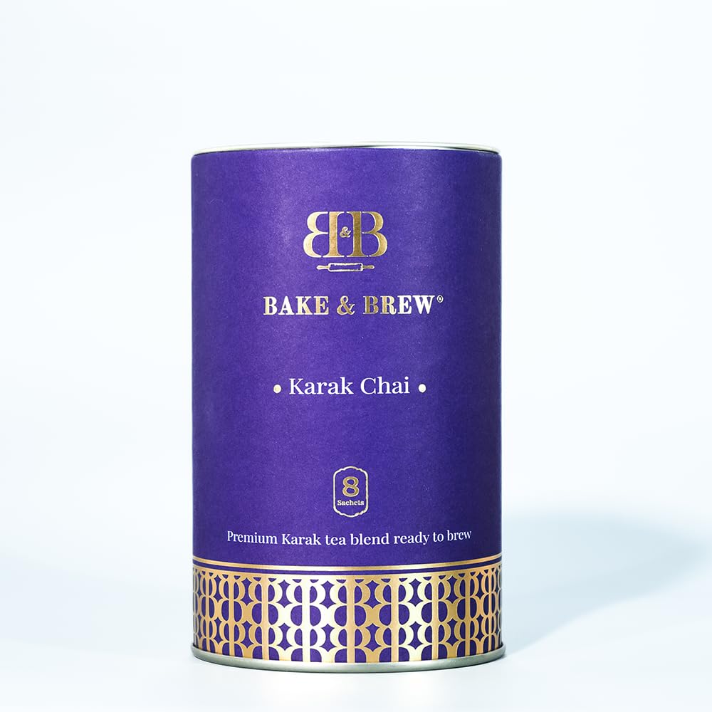 Karak Tea - Premium Unsweetened Karak Chai Mix with Black Loose Tea, Guatemalan Cardamom & Ginger | 8 Sachets (80g Tube) | 100% Natural, Vegan-Friendly Indulgence | Brew in 5 Minutes