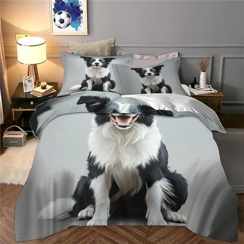 Housse de couette Border Collie 135x200cm en microfibre avec imprimé 3D pour lit simple - 6