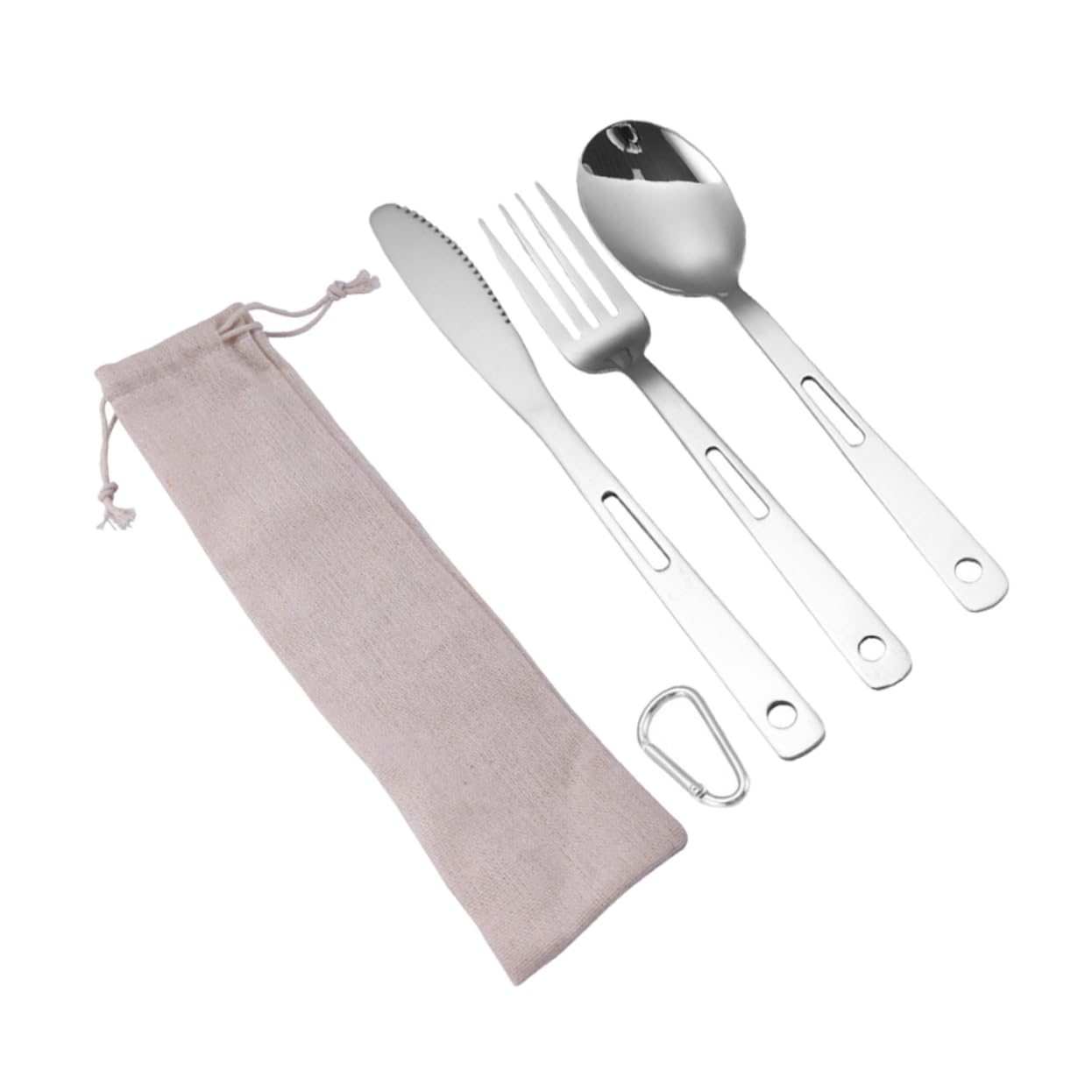 ibasenice Posate Da Campeggio Posate Portatili in Acciaio Inox Forchetta Cucchiaio Stoviglie Da Esterno Per Picnic Barbecue e Escursioni