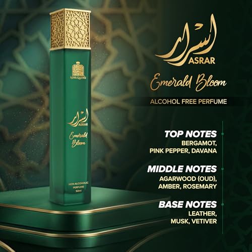 Image of Adilqadri Asrar Emerald Bloom 50ml Perfume for Men & Women - Non-Alcoholic Citrus, Floral, Oud & Amber Fragrance - Long Lasting Fresh Green Scent