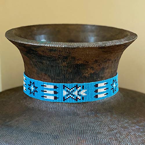 Mayan Arts Beaded Hat Band, 1 Inch Wide Hatband, Hat Accessory, Leather Ties, Men, Women, Blue Paisley, Multi Color, Southwestern Handmade In Guatemala #TOP2