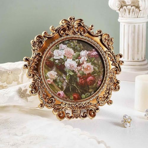 Image of 1PCS Photo Frame, Photo Frames for Table, Vintage Picture Frames with Wide Rounded Edge, Round Picture Frame for Home Decor, Small Vintage Picture Frames for Bedside and Office Display
