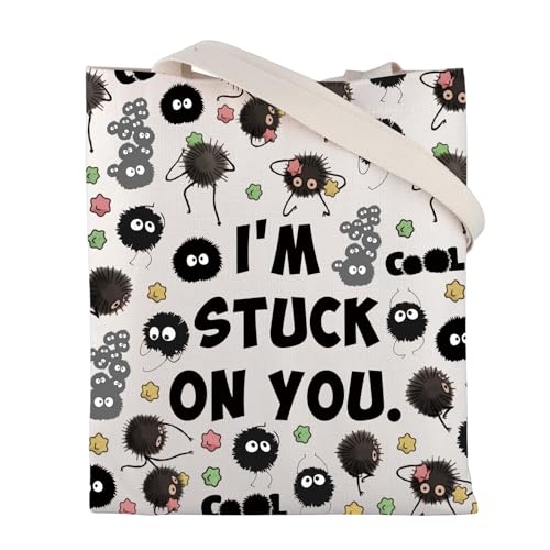CMNIM Anime Inspired Gifts Soot Sprite Tote Bag Kawaii Soot Sprite Gifts for Anime Lovers Fans Anime Reusable Shopping Bag (Soot Sprite Tote)