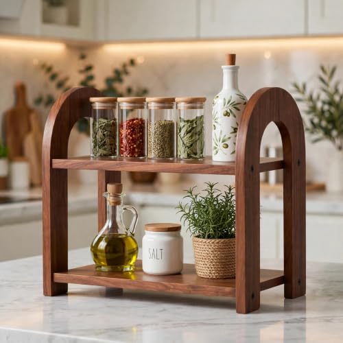 SBF Furniture 2-Tier Wooden Bookshelf Organizer for Desk, Tableto...