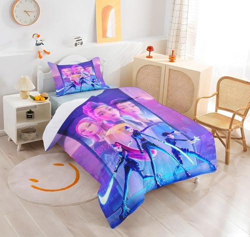 Anime Quilt Cover Single 135 x 200 cm Comforter Covers Duvet Cover for Kids Bedding Set with 2 Pillow Cases Polyester