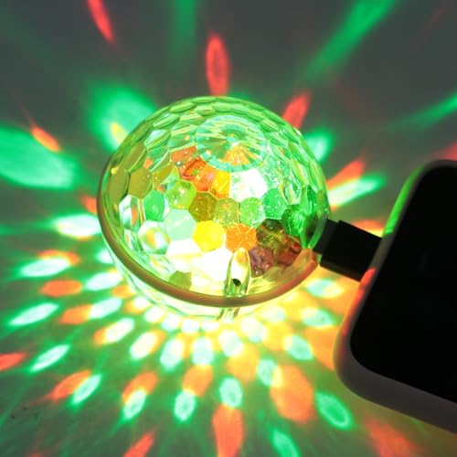 DECOMELODY Mini Bola de Luz LED USB Efecto Estroboscópico, Lámpara Portátil para Discotecas y Eventos, Activada por Sonido para Ambiente de Fiesta y Karaoke