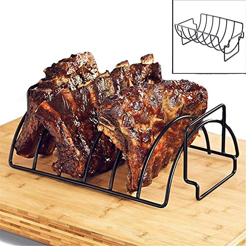 Aourrmmer Non-Stick Stainless Steel BBQ Tools Steak Holders Rack Grill Stand Roasting Rib Rack Kitchen Accessories Barbecue (Color : 1)