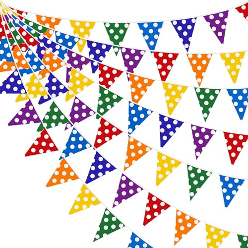 Bannière colorée à pois pour anniversaire enfant et fêtes