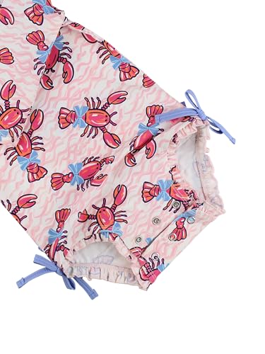 Image of RuffleButts Baby Girls UPF 50+ Sun Protection Floral Printed Long Sleeve One Piece Rash Guard Swimsuit with Zipper