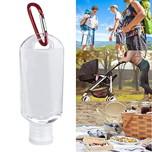 Preisvergleich Produktbild Bestine 50 ml leere Kunststoffflaschen, transparent, kleiner Reisebehälter, Schlüsselanhänger, Karabiner, leere Behälter für Duschgel, Bad, Öl, Shampoo, Aroma, Essenz, Haarspray