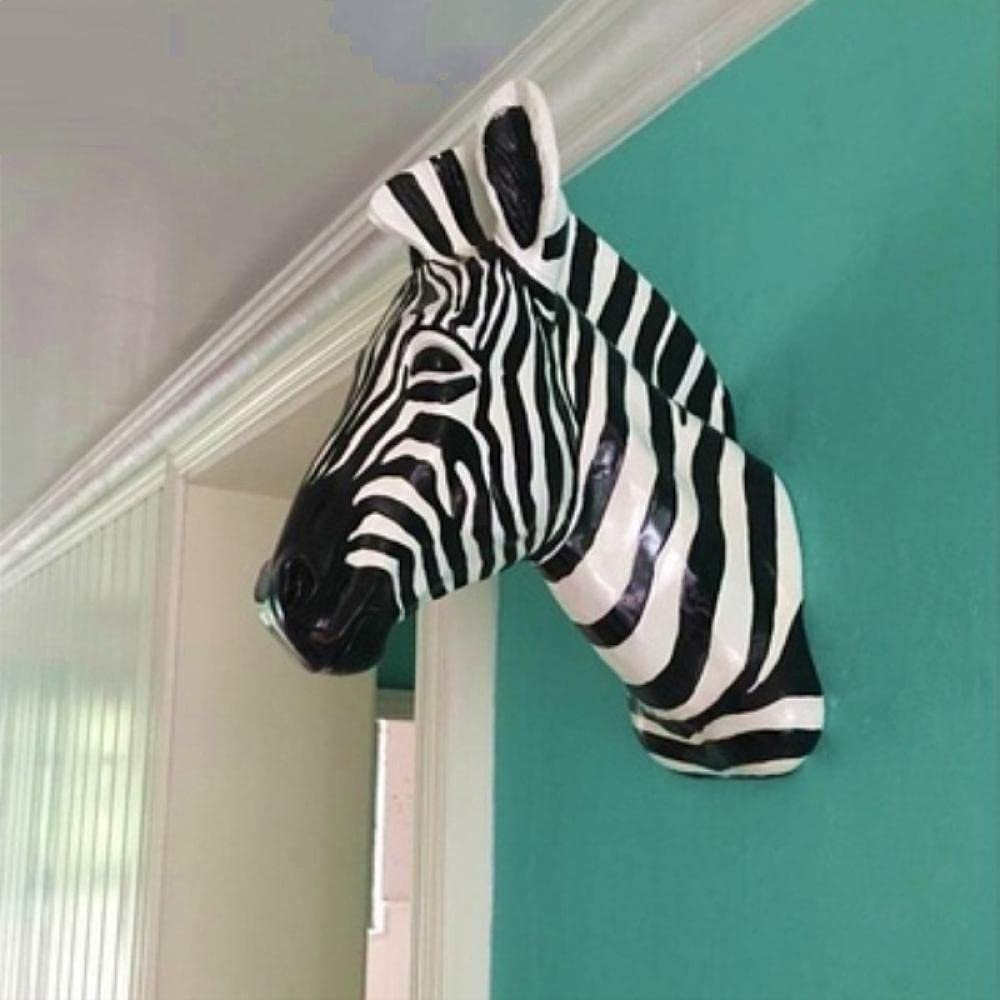 YQLKD Décor Sculpturedécoration Murale Animal Tête De Zèbre Résine Statue Décoration Figurines