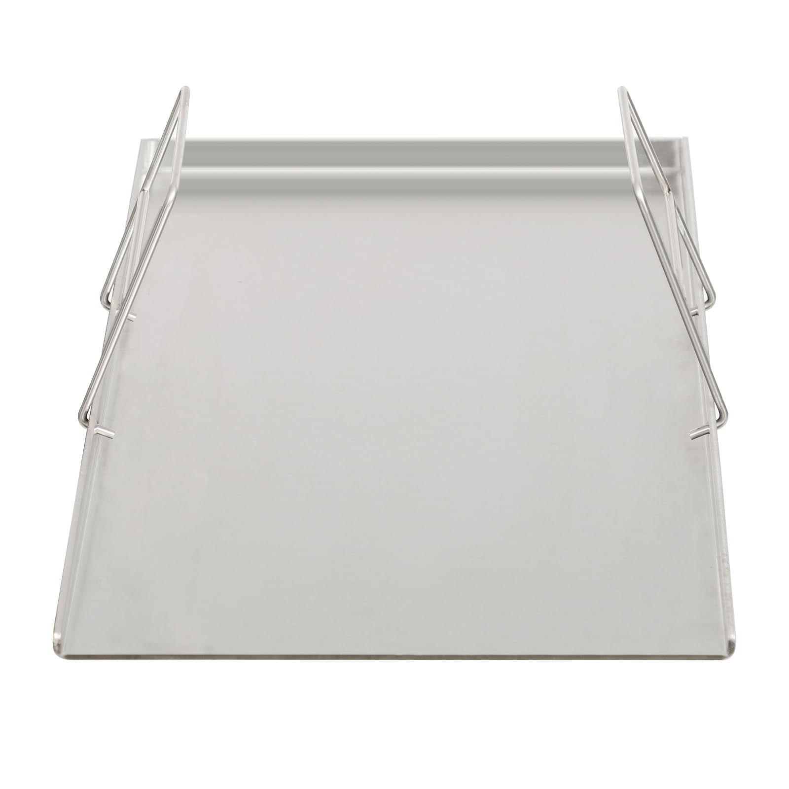 Grillplatte aus Edelstahl, Grill Plate Universal BBQ Grill Tray mit 2 Praktische Griffe, für den Einsatz beim Grillen Camping Wandern Party, Silber (49x32.5cm)