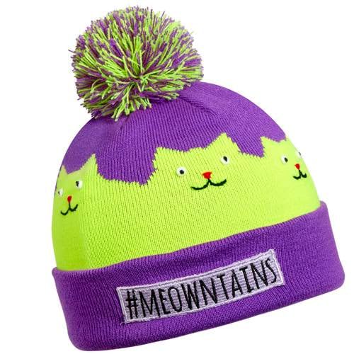 Turtle Fur Kids Girls #Meowntains Knit Cuff Pom Beanie