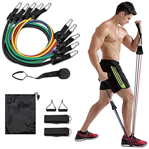 CAYJ 150 lbs Heavy Resistance Bands Set, 5 Exercise Bands with Handles, 11 Pack Workout Straps, Trai CAYJ 150 lbs Heavy Resistance Bands Set, 5 Exercise Bands with Handles, 11 Pack Workout Straps, Trai