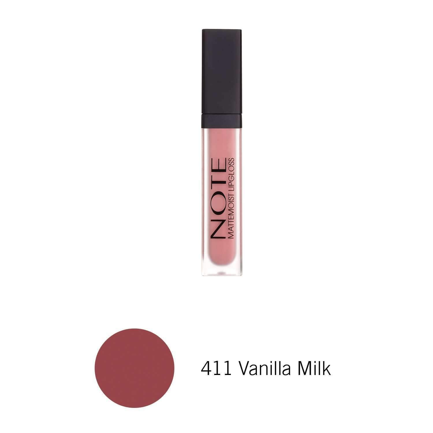 Note Cosmetics Mattemoist Lipgloss 411 Vanilla Milk Yarı Mat Saten Bitişli Likit Ruj - Nude