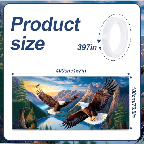 Image of 13x6 ft Soaring Eagles Garage Door Banner- Flying Bald Eagles Mountain Landscape Backdrop, Hanging Garage Decorations - for 4th of July Patriotic Holiday Party Background, Outdoor Wall Sign Decor