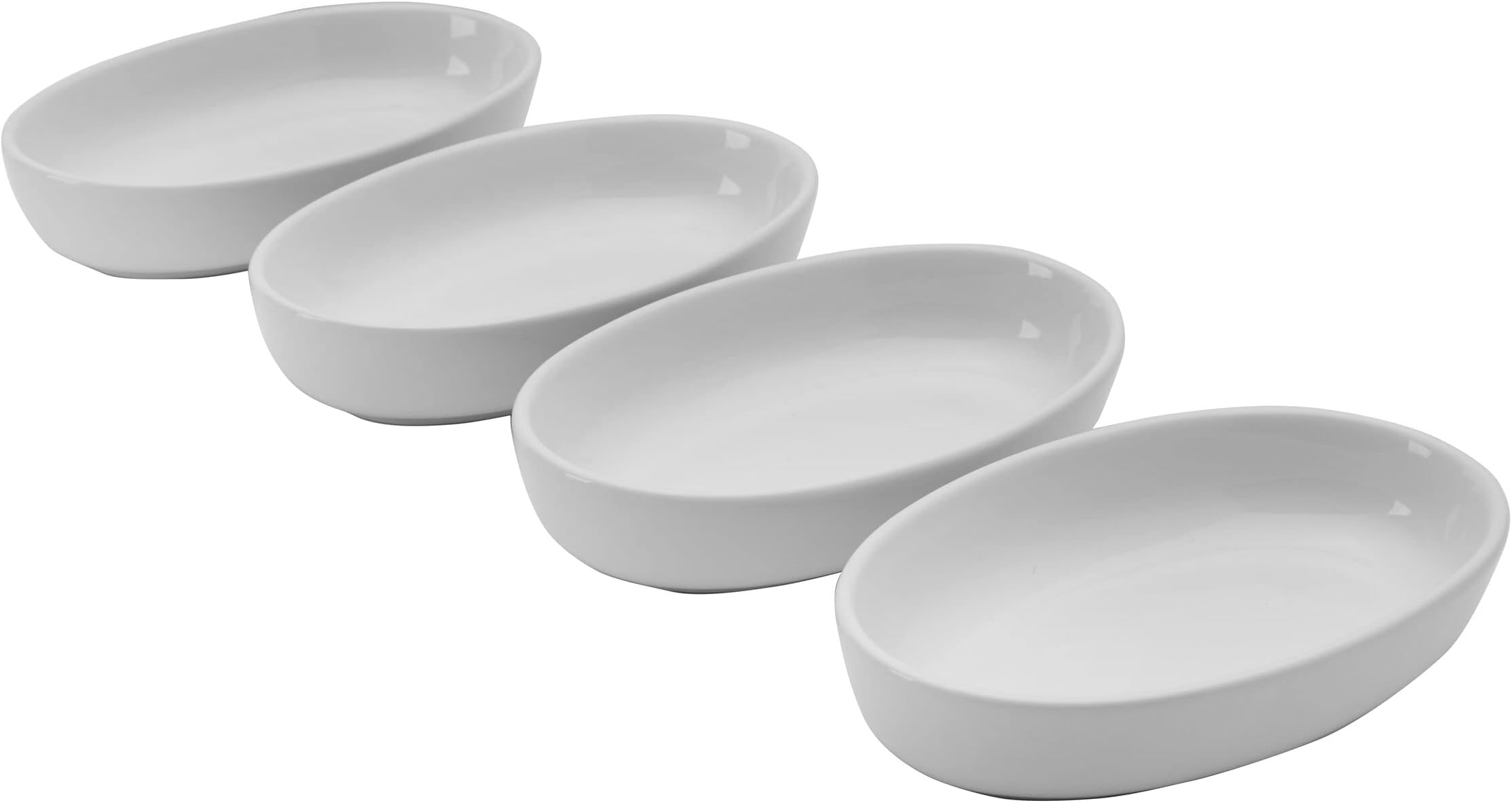 Pfaltzgraff Burrito Oval Set of 4 Dip Fruit Bowls, 7-Inch, White