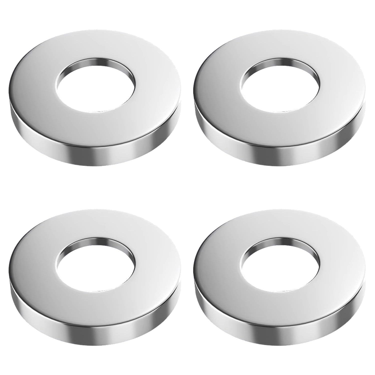4 PCS Stainless Steel Shower Pipe Cover Plate, Tap Shower Pipe Cover Plate 1/2 inch, Stainless Steel Tap Cover, Silver Round Escutcheon Plate for Decorative Pipe Wall Holes (60mm x 10mm)