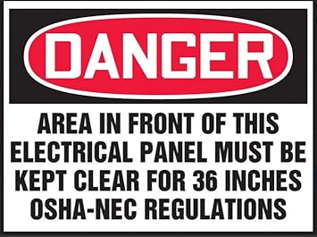 Danger Area in Front of This Electrical Panel Must be Keep Clear Sign, PVC Waterproof Sticker
