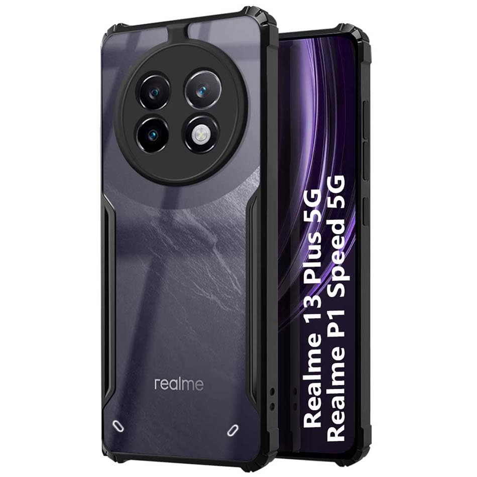 Fashionury Shockproof Crystal Clear Back Cover Case for Realme P1 Speed 5G / Realme 13 Plus 5G | Protective Design | Transparent Back Cover Realme P1 Speed 5G / Realme 13 Plus 5G (Black Bumper) (B0DGQPKKMP) Amazon Price History, Amazon Price Tracker