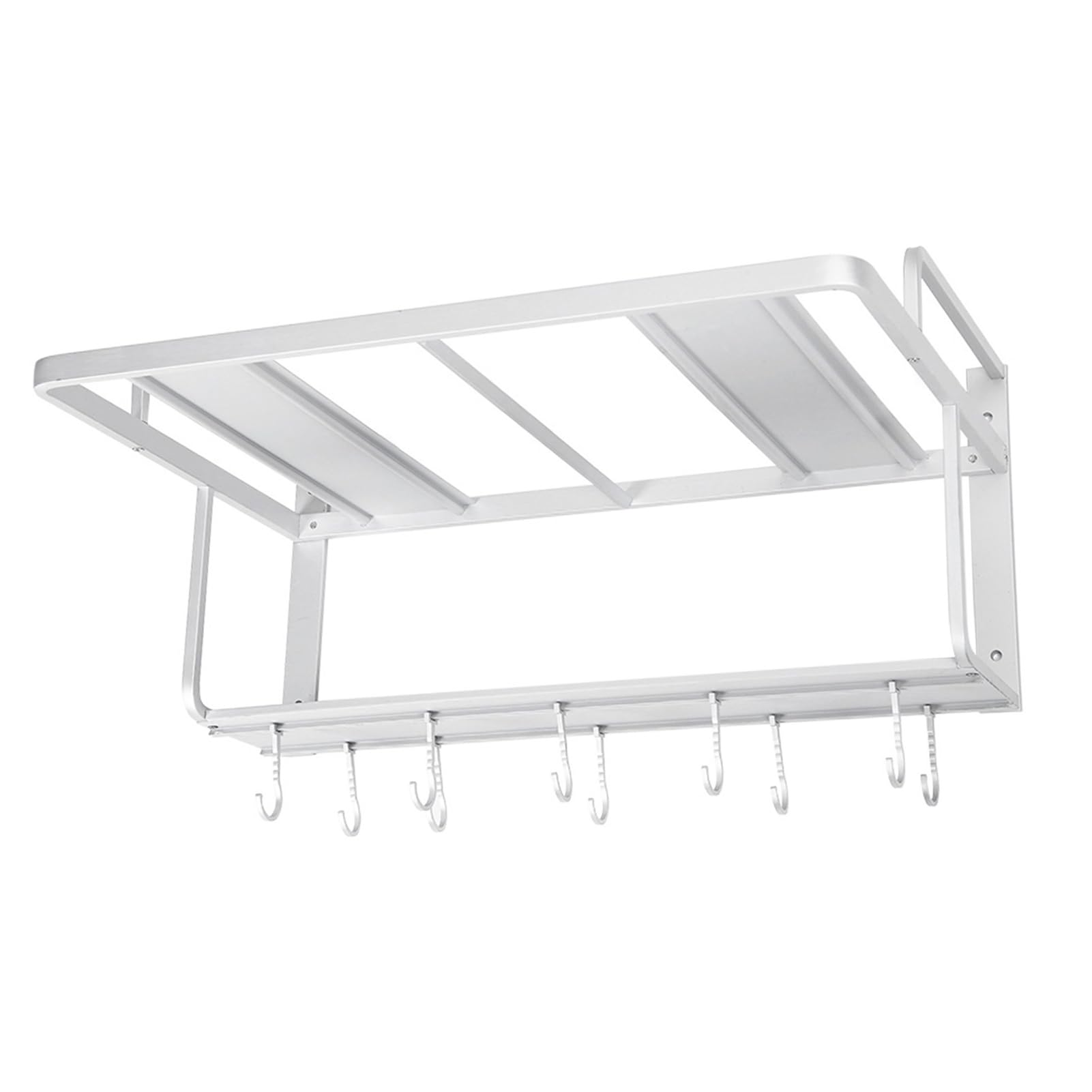 Support de Four à Ondes à Double Couche en Aluminium, Multi-Crochets pour Suspendre L'étagère de Rangement de Cuisine, Organisateur 55x38.5x25cm