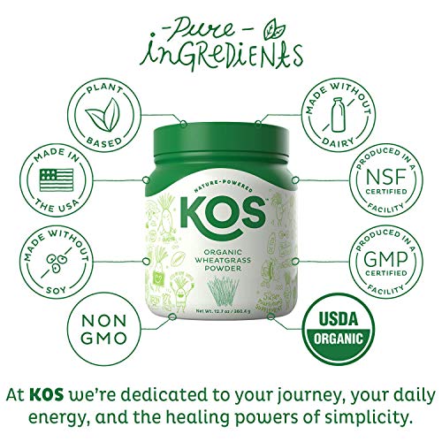 KOS Organic Wheatgrass Juice Powder | Chlorophyll Rich Premium Wheatgrass Juice Powder | USDA Organic, Cold-Pressed & Air Dried, Fiber Rich Plant Based Ingredient, 360.4g, 132 Servings
