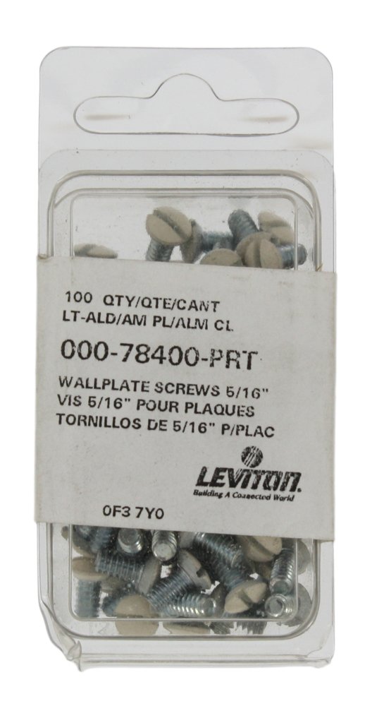 Leviton 78400-PRT Hafif Badem Yedek Duvar Plakası Vidası, 100'lü Paket