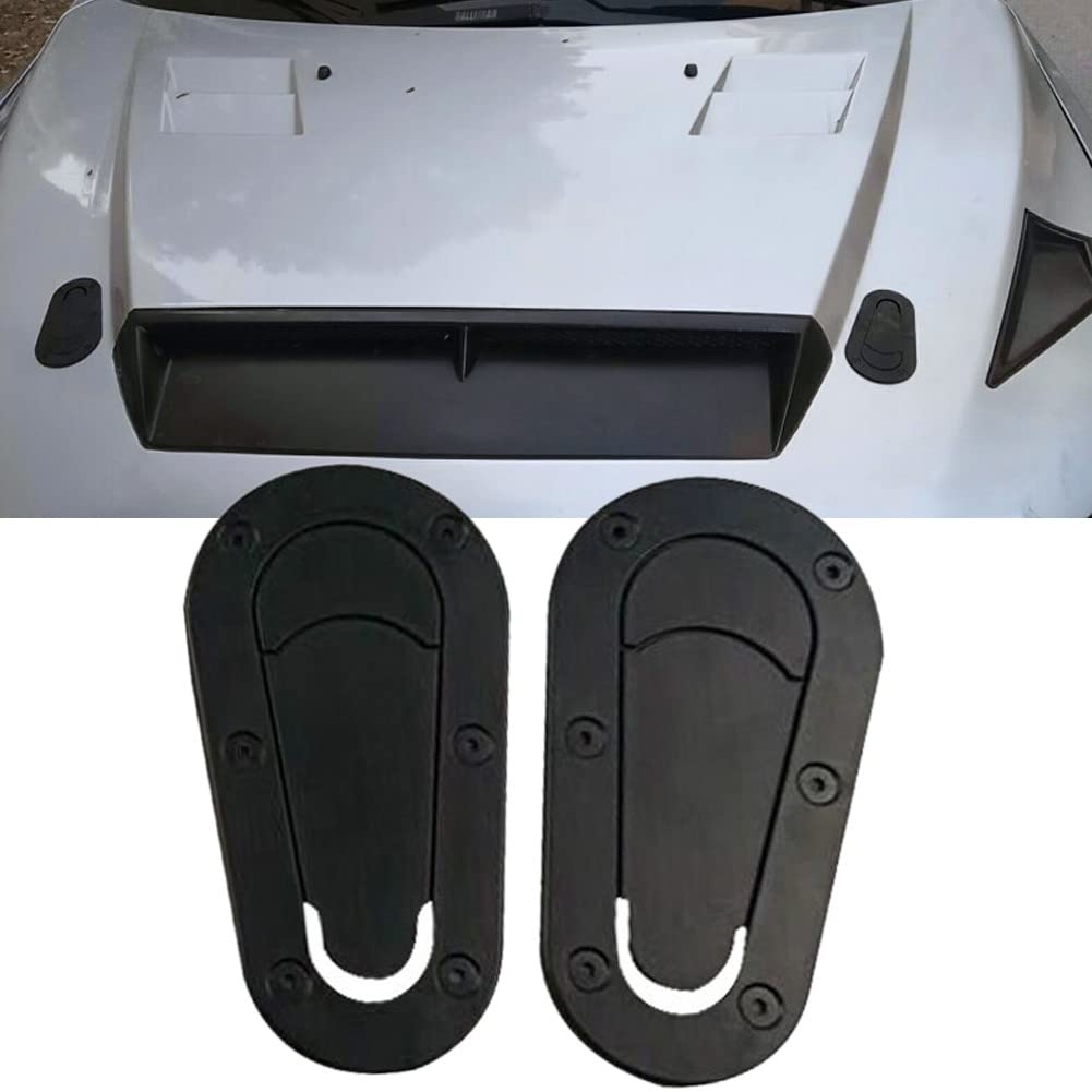 Decoratief Afzuigkapslot voor afzuigkap, 2 stuks, decoratief slot van motordeksel, decoratieve stickers voor auto, carrosserie, kuipsticker, imitatie, motorblok, decoratie