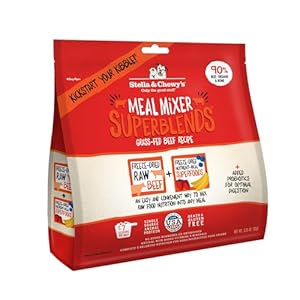 Stella & Chewy's Freeze Dried Raw Grass-Fed Beef Meal Mixers – SuperBlends Dog Food Topper – Grain Free, Protein Rich Recipe – 3.25 oz Bag Stella Chewys Freeze Dried Raw Grass Fed Beef Meal Mixers–SuperBlends Dog Food Topper–Grain Free Protein Rich Recipe–325 oz Bag