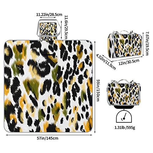 Bardic Cobertor de piquenique tapete de praia leopardo especial, suporte impermeável dobrável portát