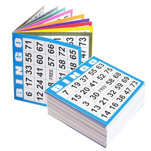 Yuanhe Bingo Game Cards Disposible – 1 Card 10 Sheets – 50 Books -10 Colors for Large Groups