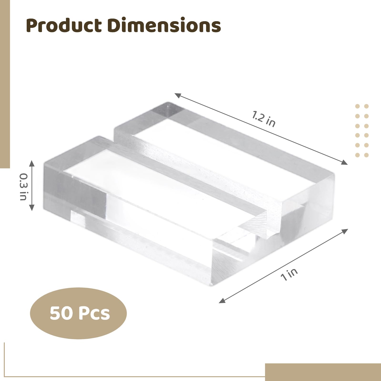 50 Stk Acryl Platzkartenhalter, 1,2 x 1 Zoll Tischnummern Display Ständer, klare Acryl Schilderhalter für Hochzeit, Party, Namenskarten, Fotoanzeige, Büro Meeting, Tischdeko