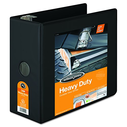 Wilson Jones 5 Inch 3 Ring Binder, Heavy Duty D-Ring View Binder, Black (W385-50BC)
